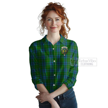 Johnstone (Johnston) Tartan Women's Casual Shirt with Family Crest Celtic Skull Style