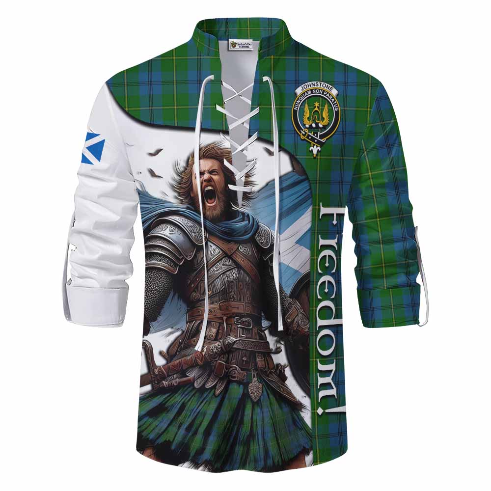 Tartan Vibes Clothing Johnstone (Johnston) Crest Tartan Ghillie Kilt Shirt Inspired by the Freedom of Scottish Warrior