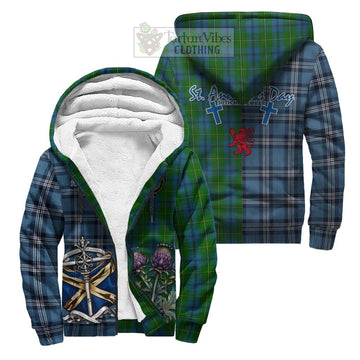 Johnstone (Johnston) Tartan Sherpa Hoodie Happy St. Andrew's Day Half Tartan Style