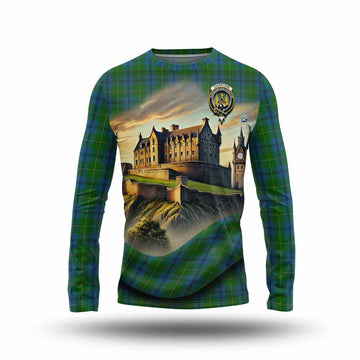 Johnstone (Johnston) Tartan Family Crest Long Sleeve T-Shirt with Scottish Ancient Castle Style Unisex - Tartan Vibes Clothing