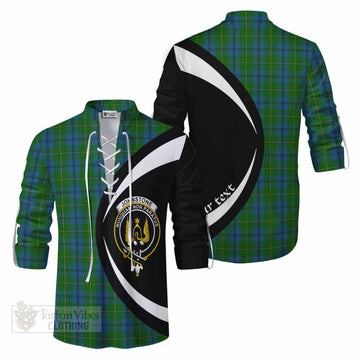 Johnstone (Johnston) Tartan Ghillie Kilt Shirt with Family Crest Circle Style