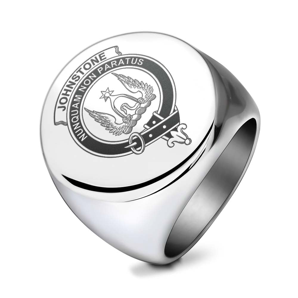 Tartan Vibes Clothing Johnstone (Johnston) Clan Crest Engraved Ring