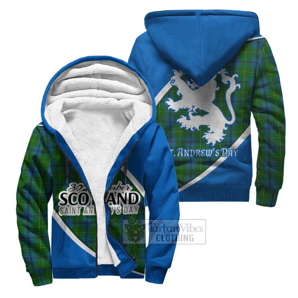 Tartan Vibes Clothing Johnstone (Johnston) Family Crest Tartan Sherpa Hoodie Celebrate Saint Andrew's Day in Style