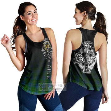 Johnstone (Johnston) Tartan Women's Racerback Tanks Featuring Alba Gu Brath Family Crest Celtic Inspired