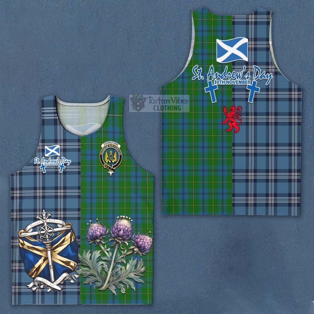 Johnstone (Johnston) Tartan Men's Tank Top Happy St. Andrew's Day Half Tartan Style Men - Tartan Vibes Clothing