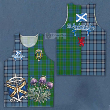 Johnstone (Johnston) Tartan Men's Tank Top Happy St. Andrew's Day Half Tartan Style