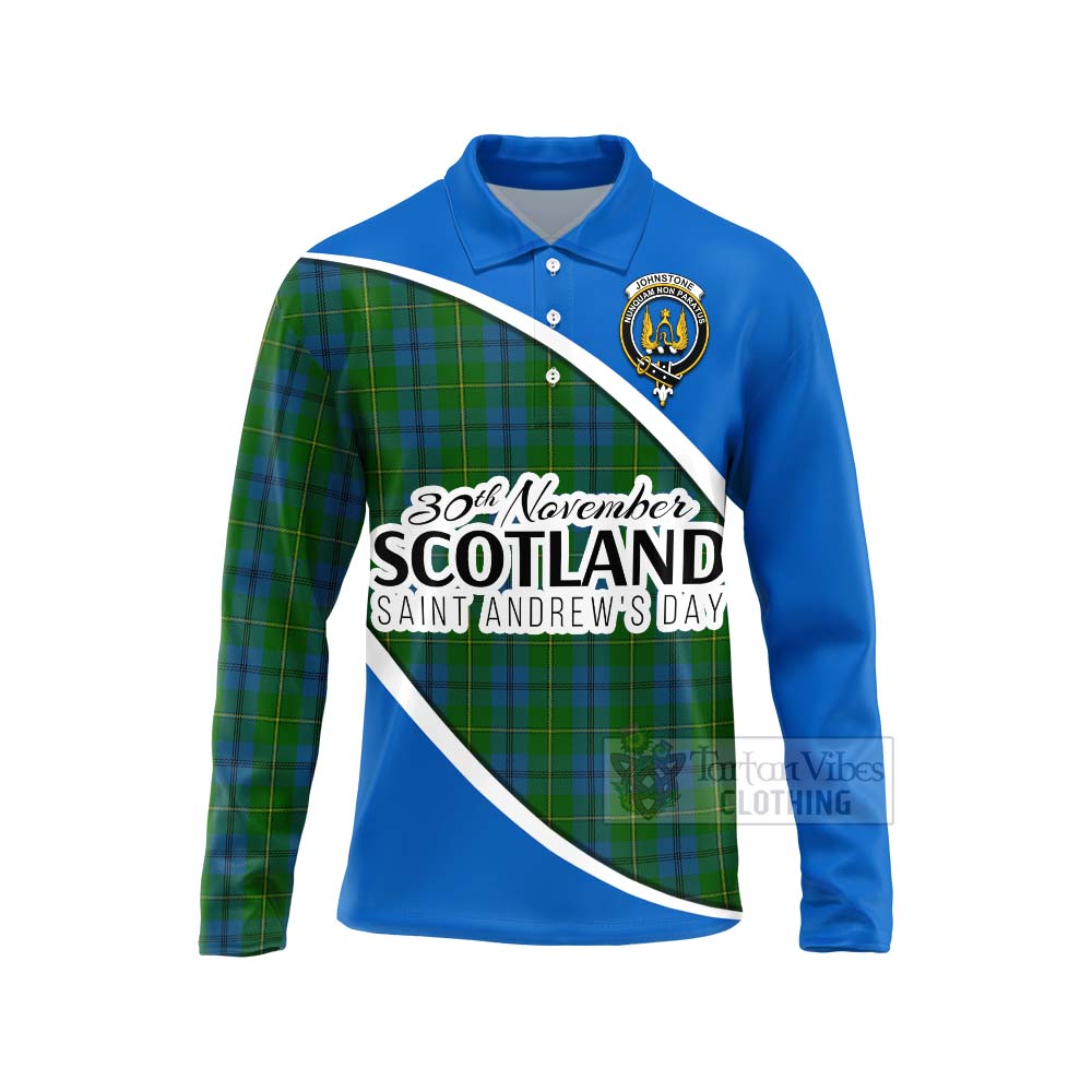 Tartan Vibes Clothing Johnstone (Johnston) Family Crest Tartan Long Sleeve Polo Shirt Celebrate Saint Andrew's Day in Style