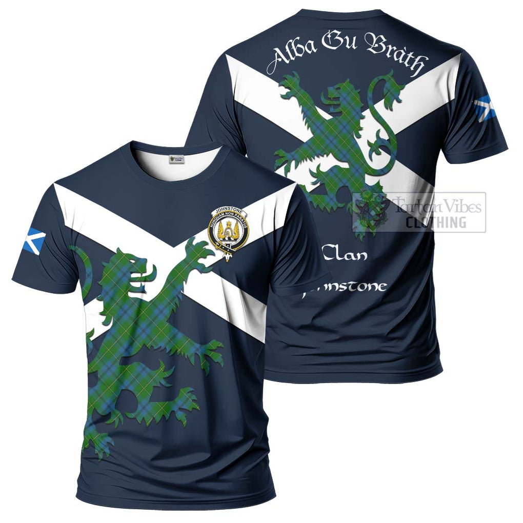 Tartan Vibes Clothing Johnstone (Johnston) Tartan Lion Rampant T-Shirt – Proudly Display Your Heritage with Alba Gu Brath and Clan Name