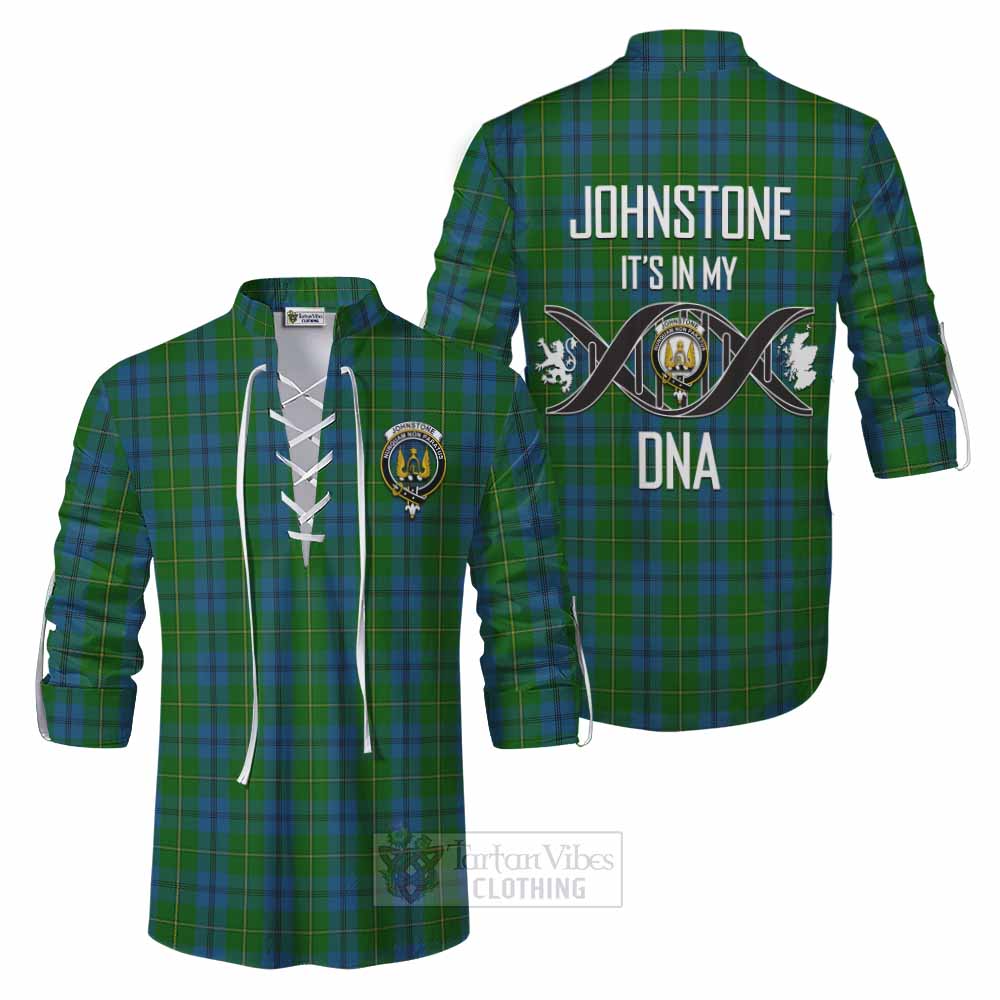 Tartan Vibes Clothing Johnstone (Johnston) Tartan Ghillie Kilt Shirt with Family Crest DNA In Me Style