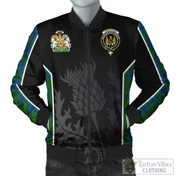 Johnstone (Johnston) Tartan Bomber Jacket with Family Crest and Scottish Thistle Vibes Sport Style