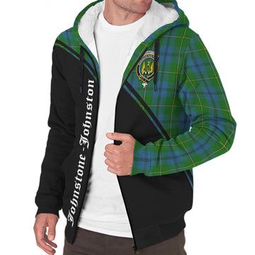 Johnstone (Johnston) Tartan Sherpa Hoodie with Family Crest Curve Style