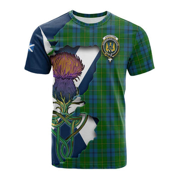 Johnstone (Johnston) Tartan Family Crest Cotton T-shirt Scottish Thistle Celtic Inspired Kid's Shirt - Tartan Vibes Clothing