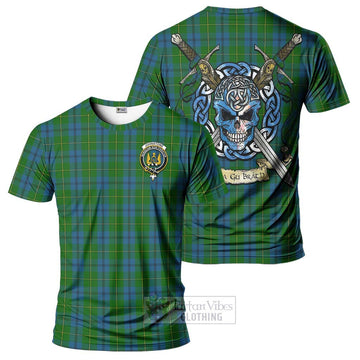 Johnstone (Johnston) Tartan T-Shirt with Family Crest Celtic Skull Style