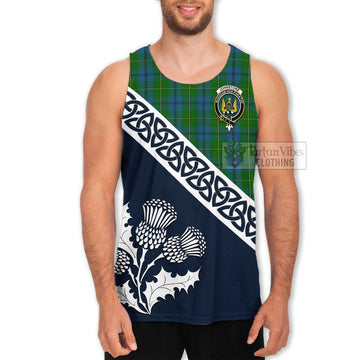 Johnstone (Johnston) Tartan Men's Tank Top Featuring Thistle and Scotland Map