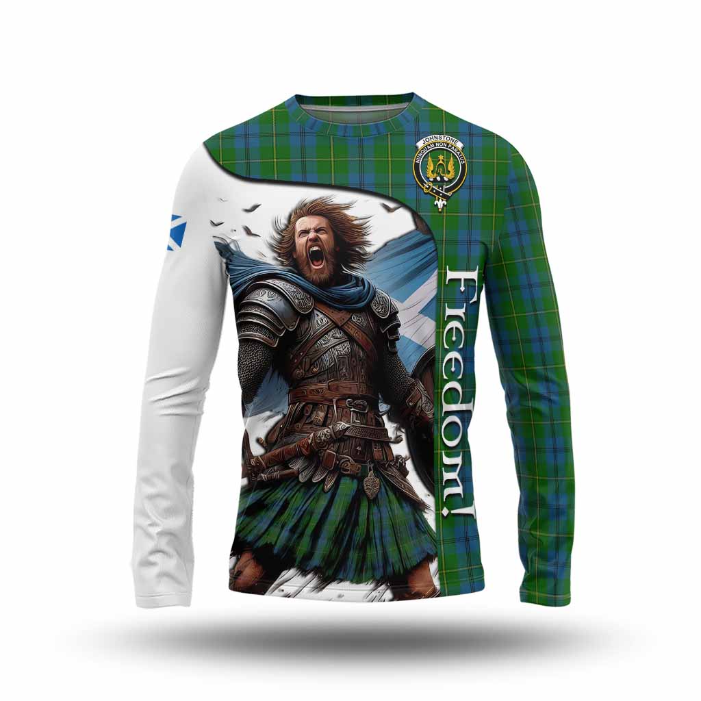 Tartan Vibes Clothing Johnstone (Johnston) Crest Tartan Long Sleeve T-Shirt Inspired by the Freedom of Scottish Warrior