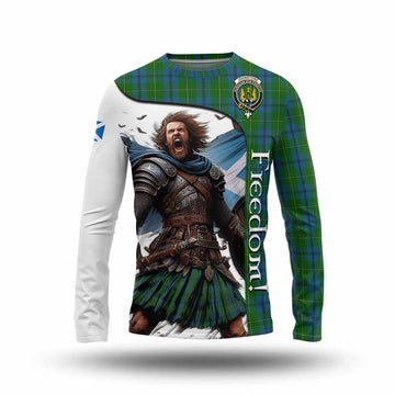 Johnstone (Johnston) Crest Tartan Long Sleeve T-Shirt Inspired by the Freedom of Scottish Warrior