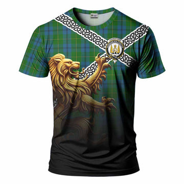 Johnstone (Johnston) Crest Tartan T-Shirt with Golden Lion Emblem Celtic Style Kid's Shirt - Tartan Vibes Clothing