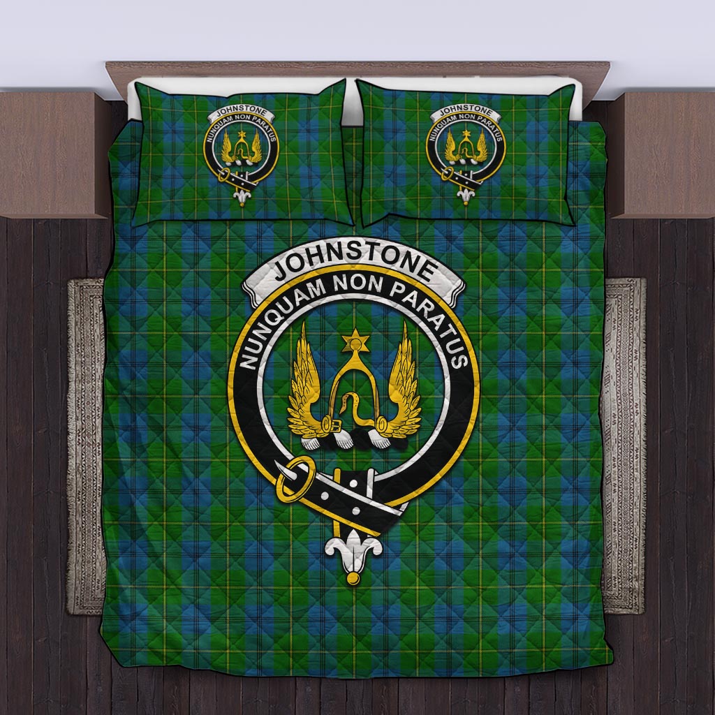 Johnstone (Johnston) Tartan Quilt Bed Set with Family Crest Twin - Tartan Vibes Clothing