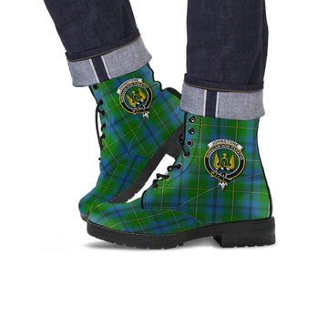 Johnstone (Johnston) Tartan Leather Boots with Family Crest