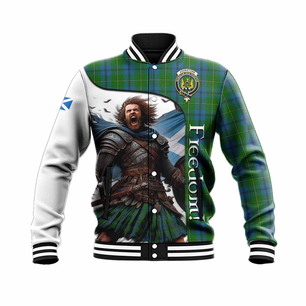 Tartan Vibes Clothing Johnstone (Johnston) Crest Tartan Baseball Jacket Inspired by the Freedom of Scottish Warrior