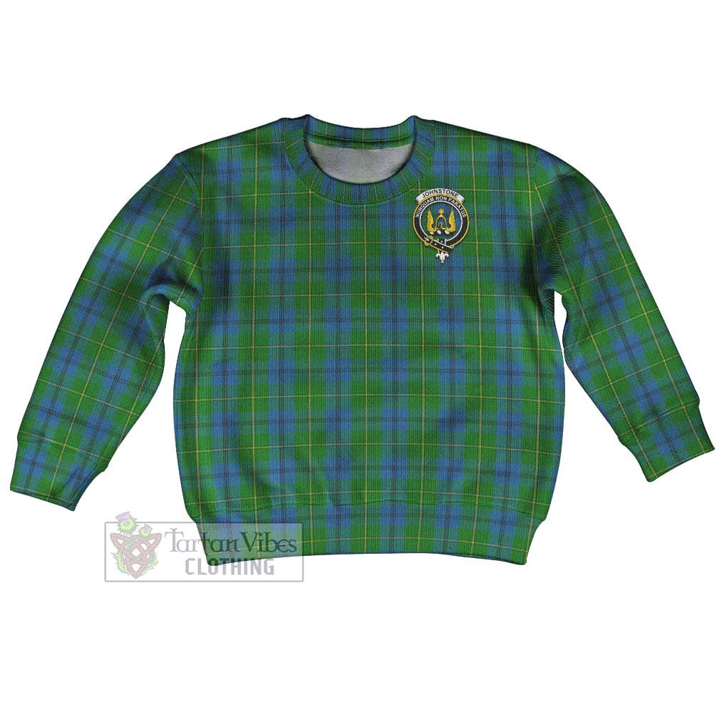 Tartan Vibes Clothing Johnstone (Johnston) Tartan Kid Ugly Sweater with Family Crest