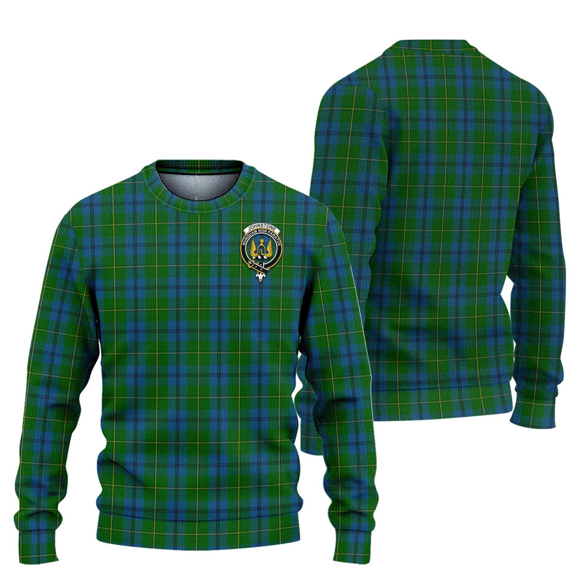 Johnstone-Johnston Tartan Knitted Sweater with Family Crest Unisex - Tartanvibesclothing