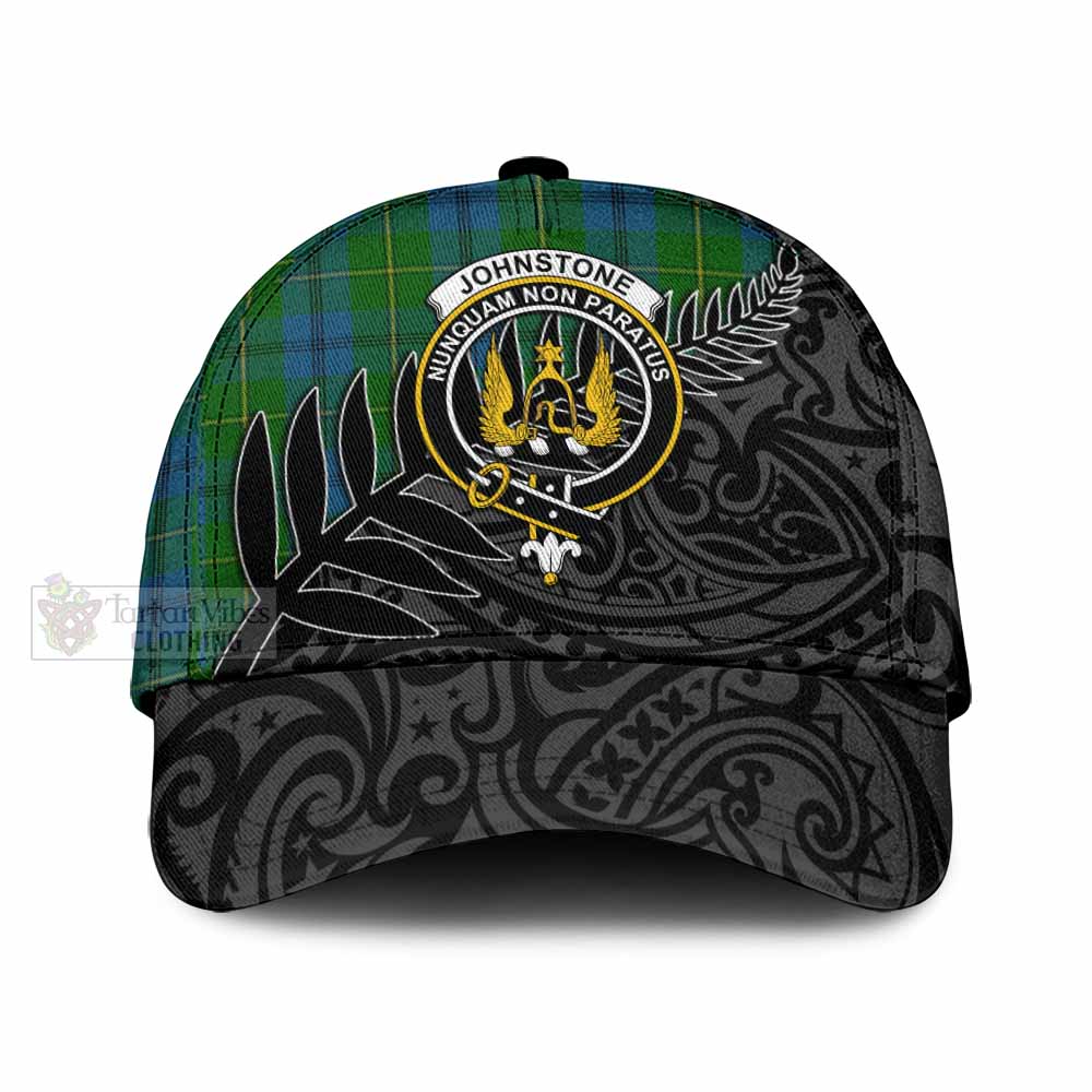 Tartan Vibes Clothing Johnstone (Johnston) Tartan Classic Cap with New Zealand Silver Fern Half Style