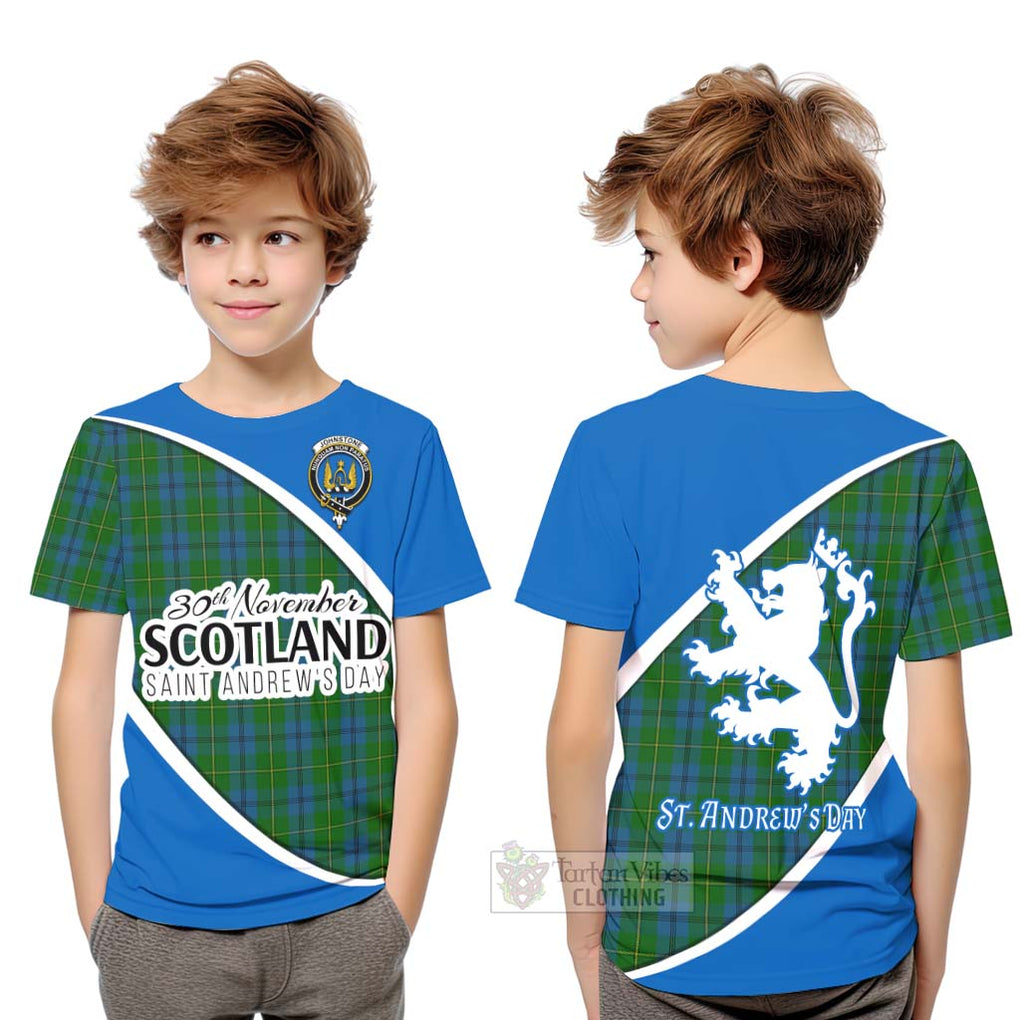 Tartan Vibes Clothing Johnstone (Johnston) Family Crest Tartan Kid T-Shirt Celebrate Saint Andrew's Day in Style