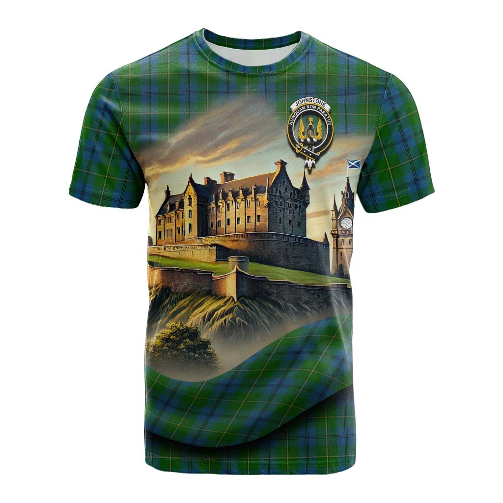 Johnstone (Johnston) Tartan Family Crest Cotton T-shirt with Scottish Ancient Castle Style Kid's Shirt - Tartan Vibes Clothing