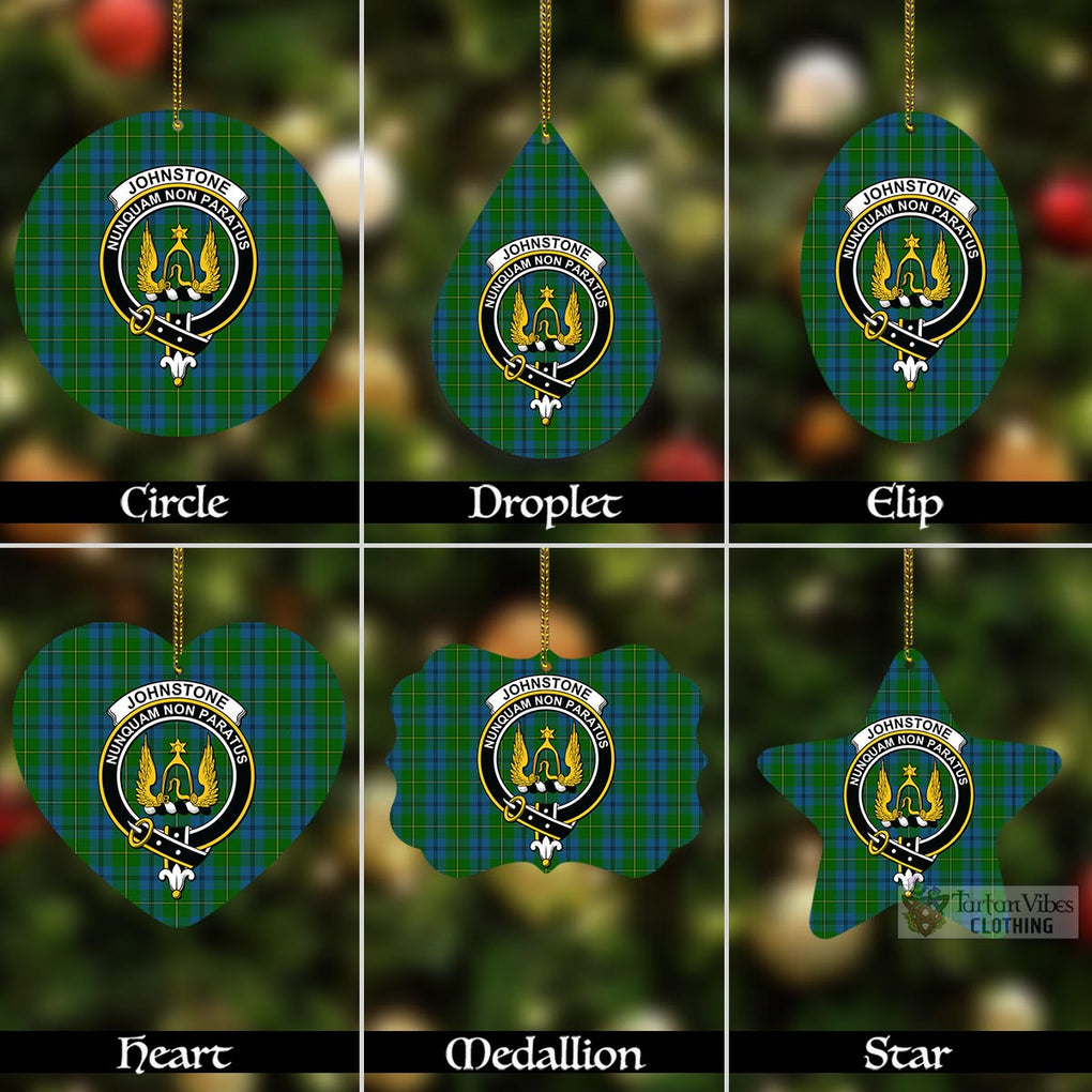 Tartan Vibes Clothing Johnstone (Johnston) Tartan Christmas Aluminium Ornament with Family Crest