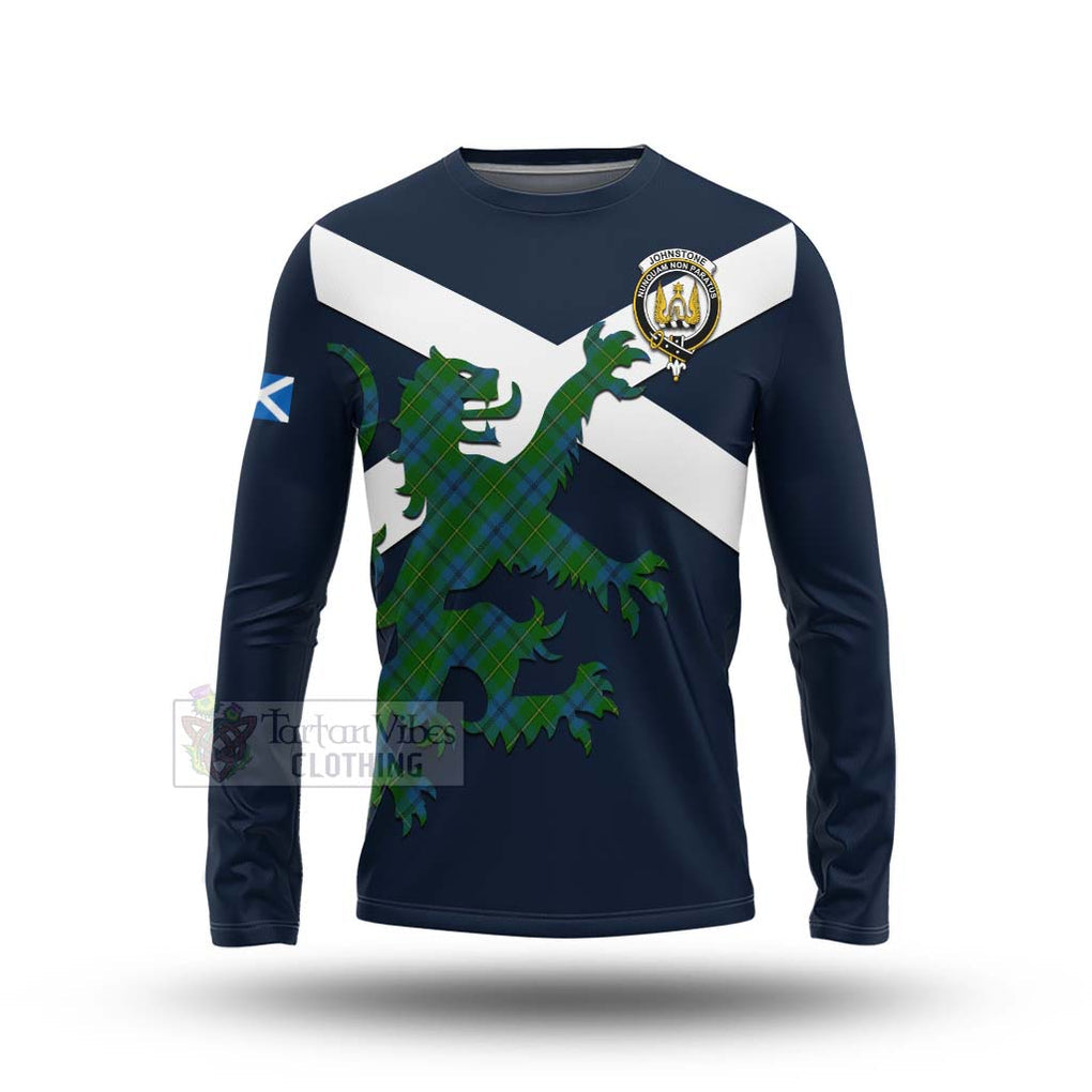 Tartan Vibes Clothing Johnstone (Johnston) Tartan Lion Rampant Long Sleeve T-Shirt – Proudly Display Your Heritage with Alba Gu Brath and Clan Name