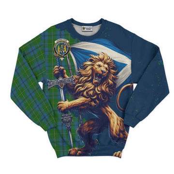 Johnstone (Johnston) Tartan Family Crest Sweatshirt with Scottish Majestic Lion