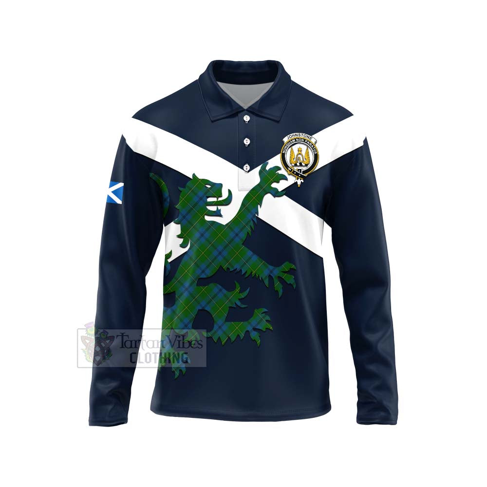 Tartan Vibes Clothing Johnstone (Johnston) Tartan Lion Rampant Long Sleeve Polo Shirt – Proudly Display Your Heritage with Alba Gu Brath and Clan Name