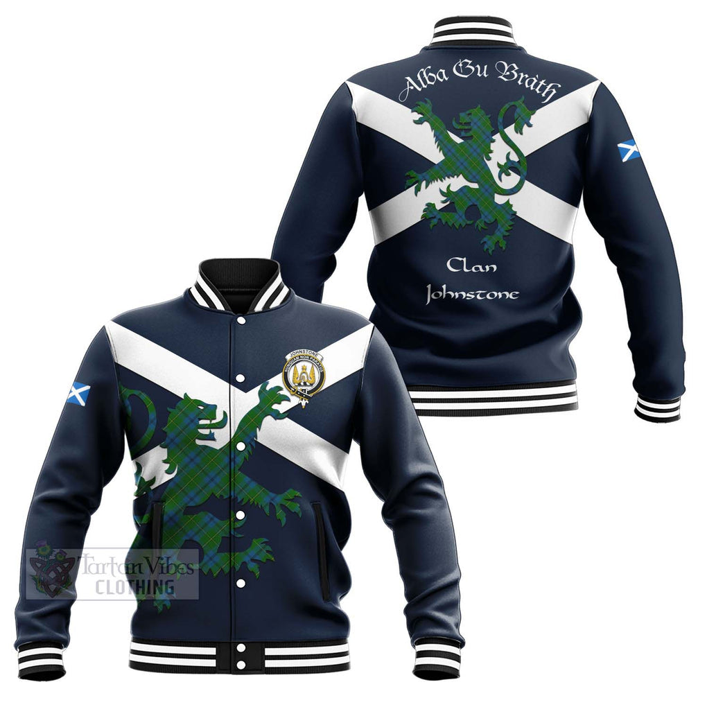 Tartan Vibes Clothing Johnstone (Johnston) Tartan Lion Rampant Baseball Jacket – Proudly Display Your Heritage with Alba Gu Brath and Clan Name