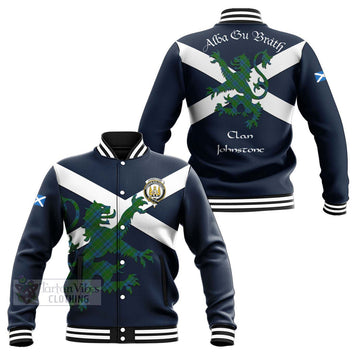 Johnstone (Johnston) Tartan Lion Rampant Baseball Jacket  Proudly Display Your Heritage with Alba Gu Brath and Clan Name