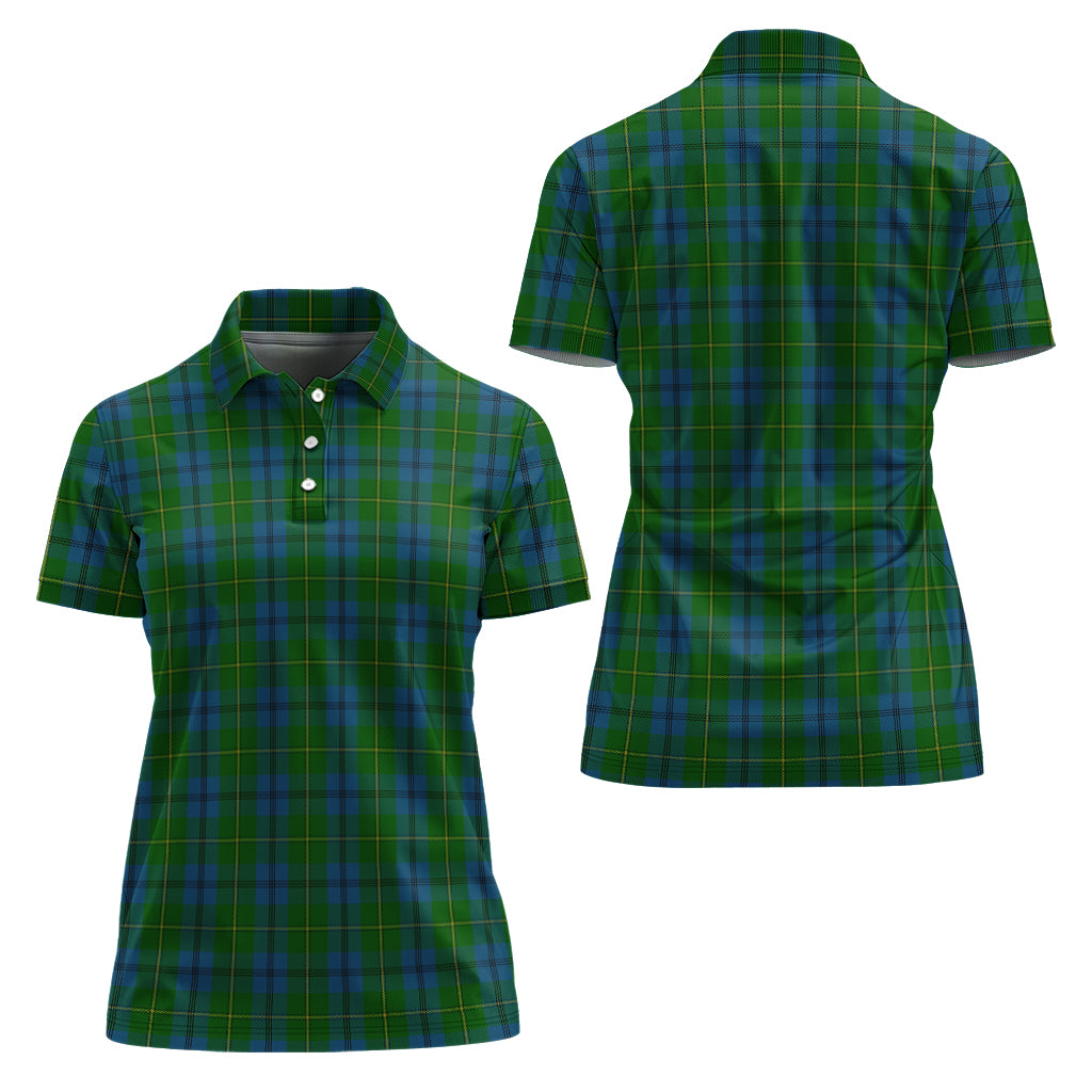 Johnstone-Johnston Modern Tartan Polo Shirt with Family Crest For Women