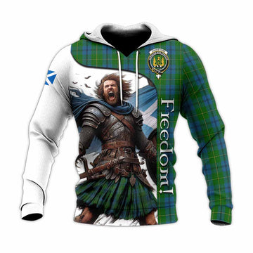 Johnstone (Johnston) Crest Tartan Knitted Hoodie Inspired by the Freedom of Scottish Warrior