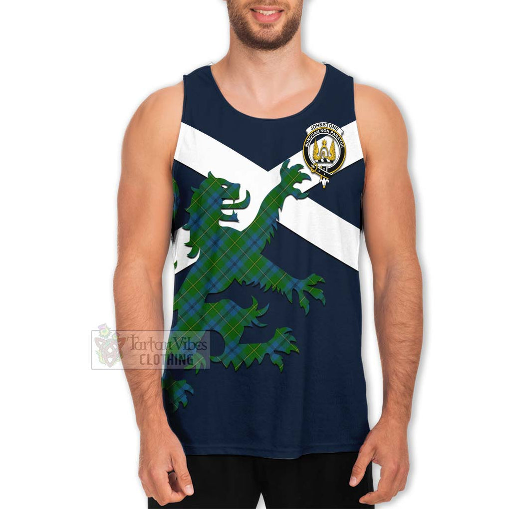 Tartan Vibes Clothing Johnstone (Johnston) Tartan Lion Rampant Men's Tank Top – Proudly Display Your Heritage with Alba Gu Brath and Clan Name