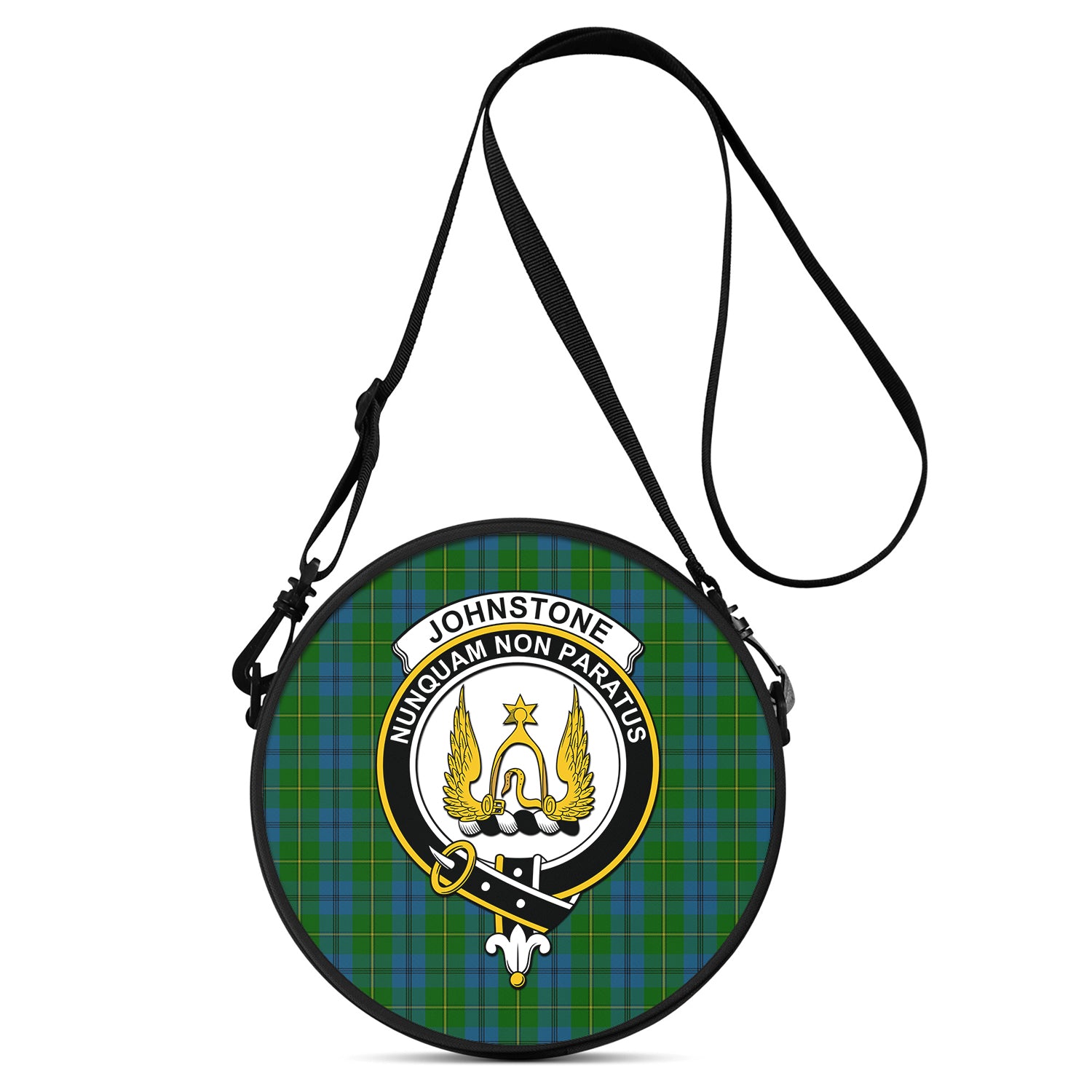Johnstone (Johnston) Tartan Round Satchel Bags with Family Crest One Size 9*9*2.7 inch - Tartan Vibes Clothing