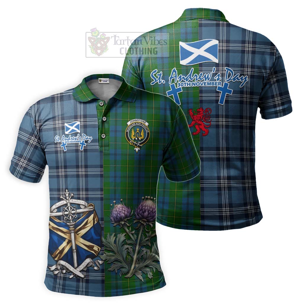 Tartan Vibes Clothing Johnstone (Johnston) Tartan Polo Shirt Happy St. Andrew's Day Half Tartan Style