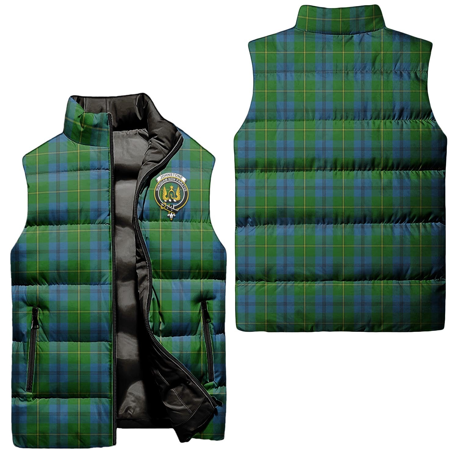 Johnstone-Johnston Tartan Sleeveless Puffer Jacket with Family Crest Unisex - Tartanvibesclothing