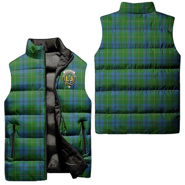 Johnstone (Johnston) Tartan Sleeveless Puffer Jacket with Family Crest