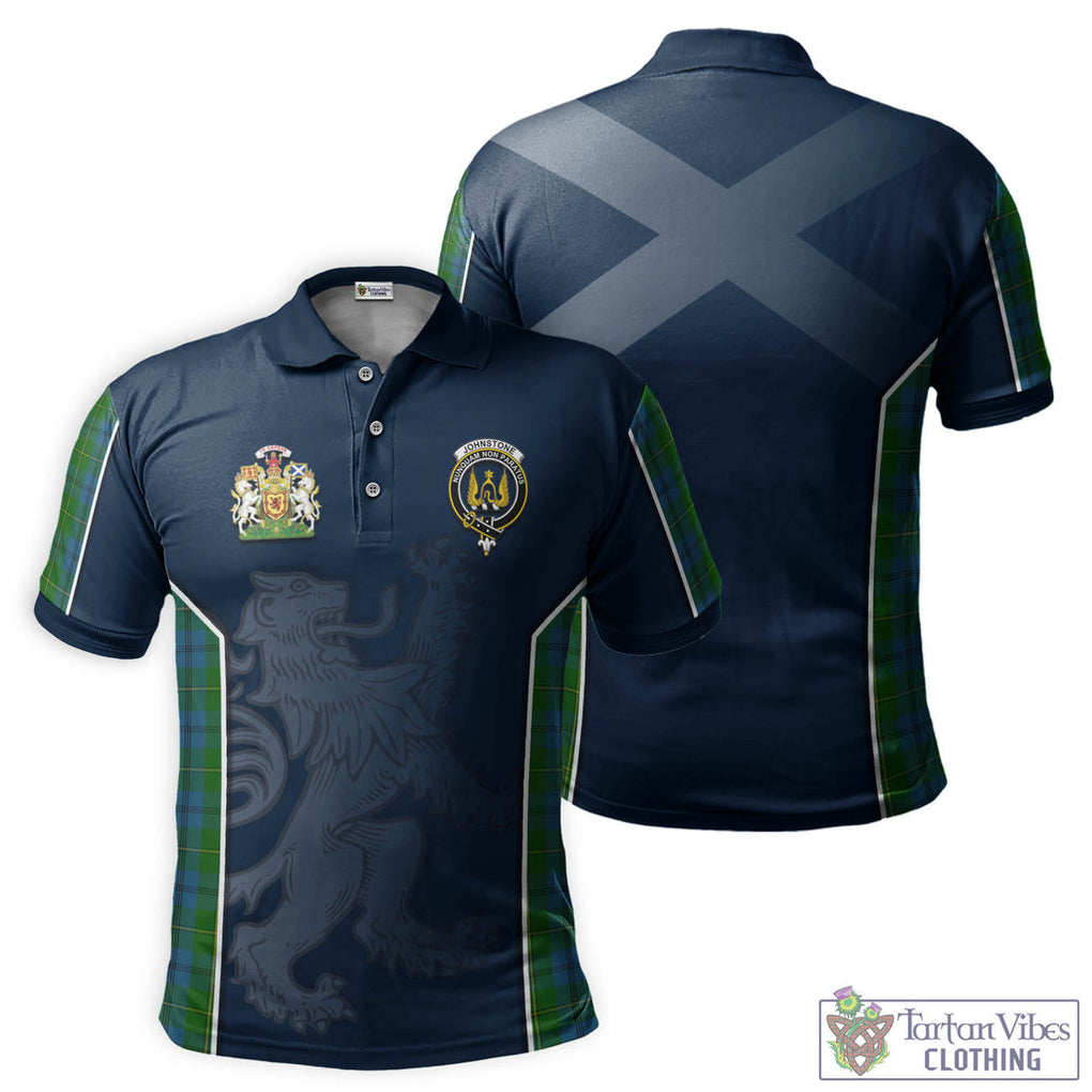 Tartan Vibes Clothing Johnstone-Johnston Tartan Men's Polo Shirt with Family Crest and Lion Rampant Vibes Sport Style