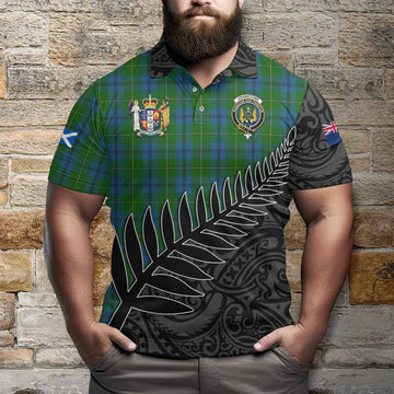 Johnstone (Johnston) Crest Tartan Polo Shirt with New Zealand Silver Fern Half Style