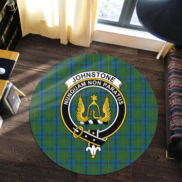 Johnstone (Johnston) Tartan Round Rug with Family Crest