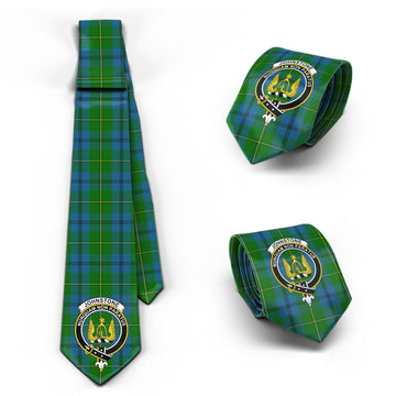 Johnstone (Johnston) Tartan Classic Necktie with Family Crest