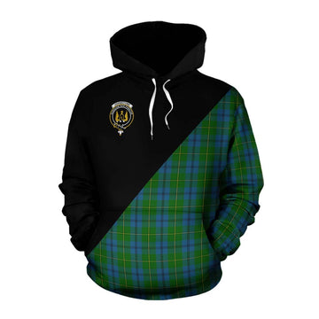 Johnstone (Johnston) Tartan Cotton Hoodie with Family Crest and Military Logo Style