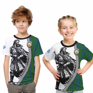 Johnstone (Johnston) Tartan Clan Crest Kid T-Shirt with Highlander Warrior Celtic Style