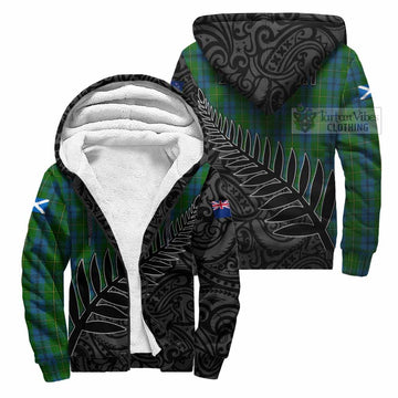 Johnstone (Johnston) Crest Tartan Sherpa Hoodie with New Zealand Silver Fern Half Style