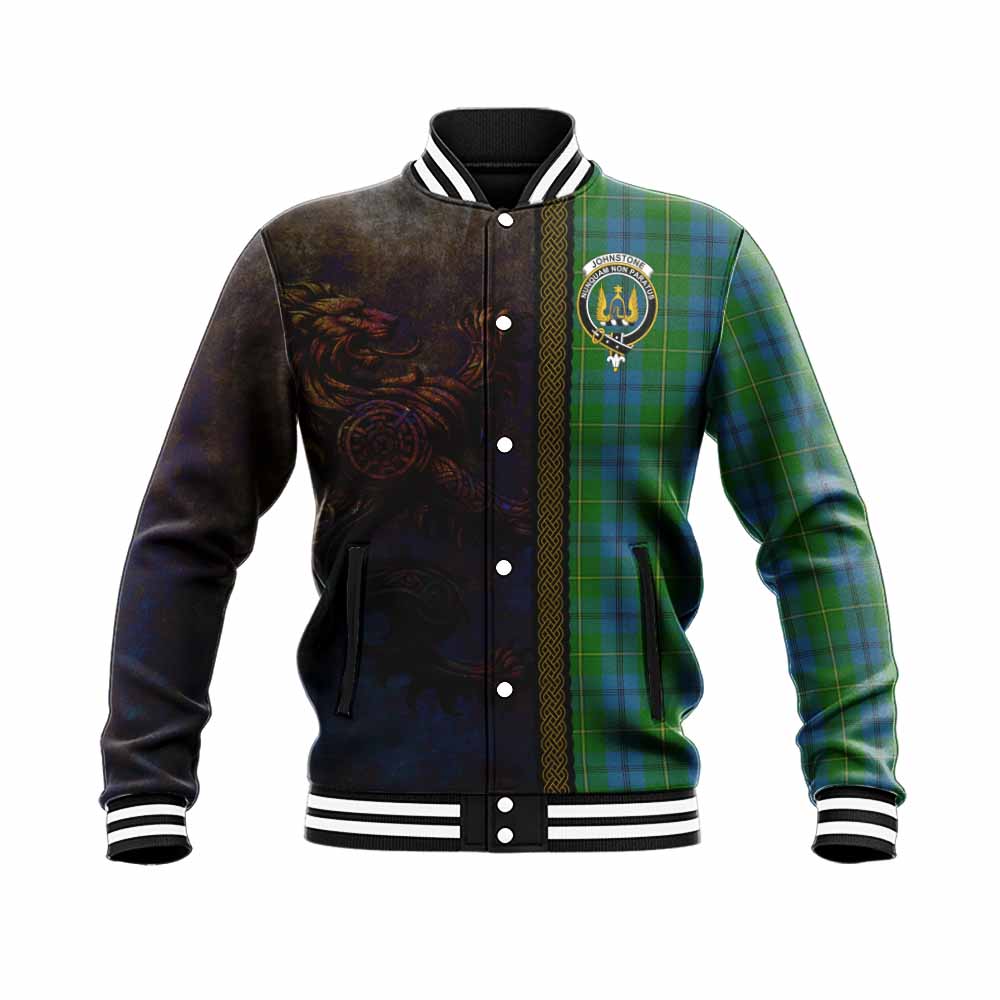 Johnstone (Johnston) Tartan Family Crest Baseball Jacket Alba Gu Brath Be Brave Lion Ancient Style Unisex - Tartan Vibes Clothing